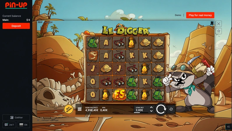 Le Digger slot gameplay at Pin-Up Casino